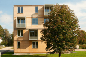  2. Platz: Schankula Architekten aus München und Zimmererbetrieb Huber &amp; Sohn GmbH aus Bachmehring mit einem viergeschossigen Holzhaus in Bad Aibling 