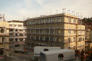  Rohbaustelle noch komplett eingerüstet
Fotos: Stefan Forster Architekten 