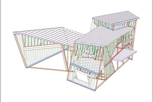  Komplizierte Werkplanung: 3D-Bild aus der Holzbau-Software 